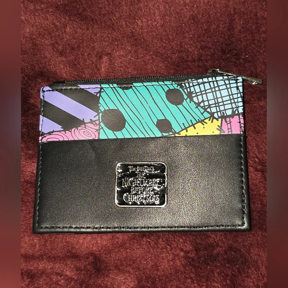 Disney Jack & Sally Black Multicolor Zip Card Wallet
